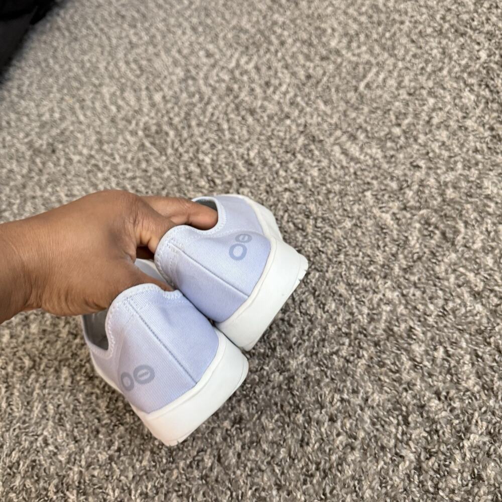 OOFOS Slip-On Athletic Shoes Lavender with Lime Green Lining - Picture 4 of 8